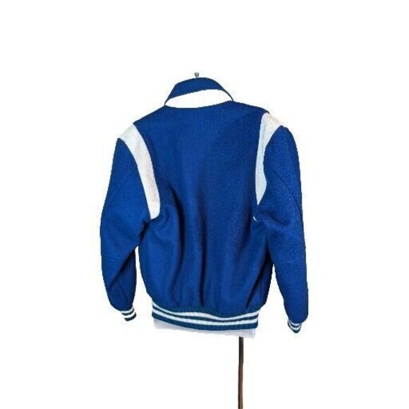 Vintage Stewart Strauss Letterman Varsity Jacket XS Blue And White [A18] - Picture 4 of 9
